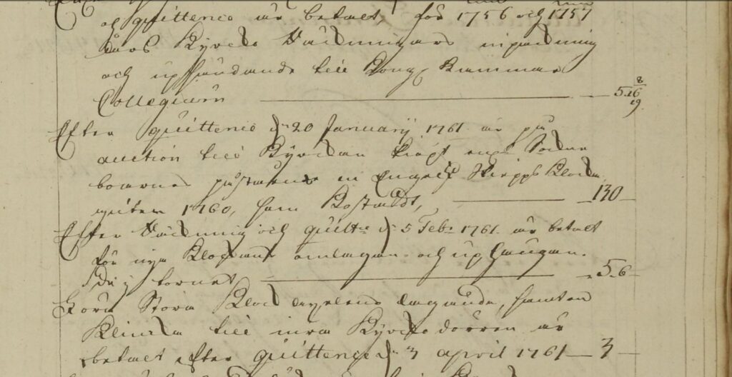 Skummeslövs kyrkoräkenskaper 1760 med köpet av en engelsk skeppsklocka och upphängningen i tornet